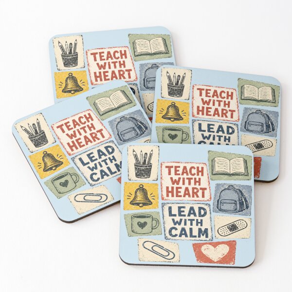 Item preview, Teacher Shirt – Teach With Heart, Lead With Calm Vintage Collage designed and sold by POD DYNASTY | Original Print On Demand T-Shirt Graphics.