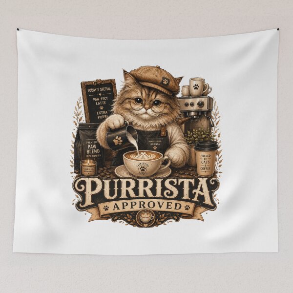 Item preview, Purrista Approved Funny Cat Coffee Art designed and sold by pradeepvisuals.