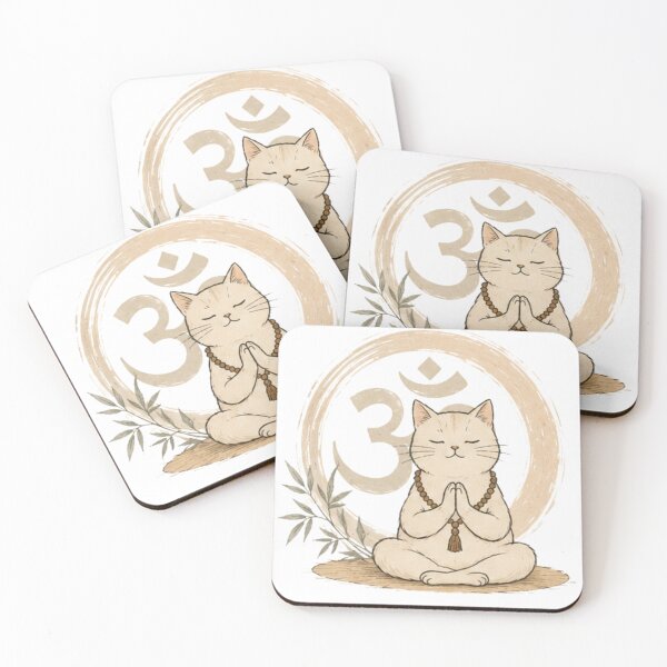 Item preview, Zen Meditating Cat with Om – Praying Kitty designed and sold by KindredPaws.