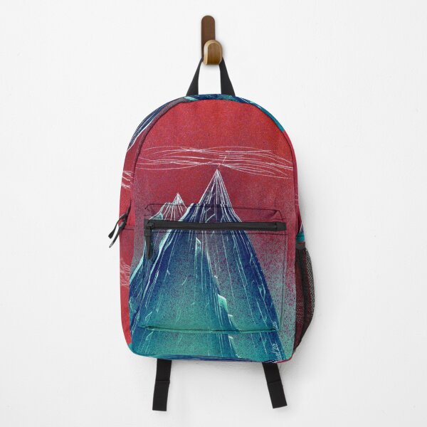 Item preview, Minimalist Blue Glass Mountains Ruby Red Sky Art designed and sold by Jason Girard.