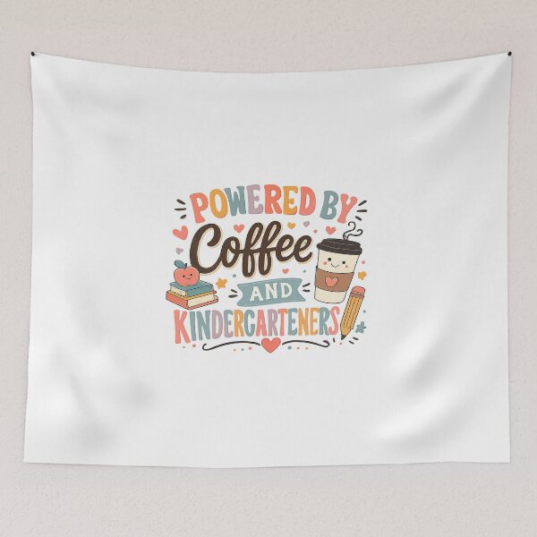 Item preview, Powered By Coffee And Kindergarteners Teacher Funny Back To School T-Shirt designed and sold by FestivityFinds.