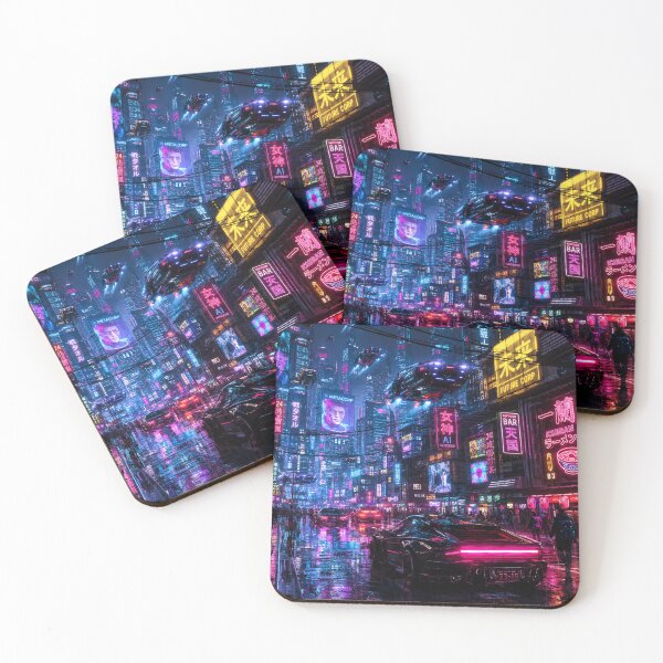 Item preview, Neo Tokyo Cyberpunk Night Street Wallpaper Art designed and sold by MARQUES DESIGN ART .