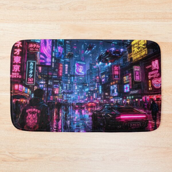 Item preview, Neo Tokyo Cyberpunk Night Street Wallpaper Art designed and sold by MARQUES DESIGN ART .