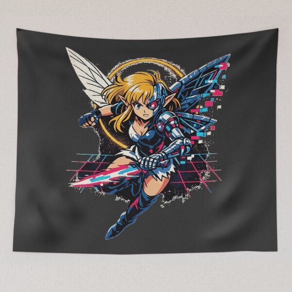 Item preview, Vintage Anime Neon Retro Cybernetic Fairy designed and sold by KungPowUnicorn.