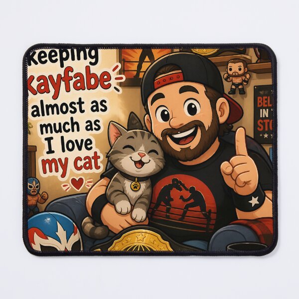 Item preview, I Love Keeping Kayfabe Almost As Much As I Love My Cat — Funny Wrestling Fan Cat Dad Gift Shirt designed and sold by DoggyDayLove.