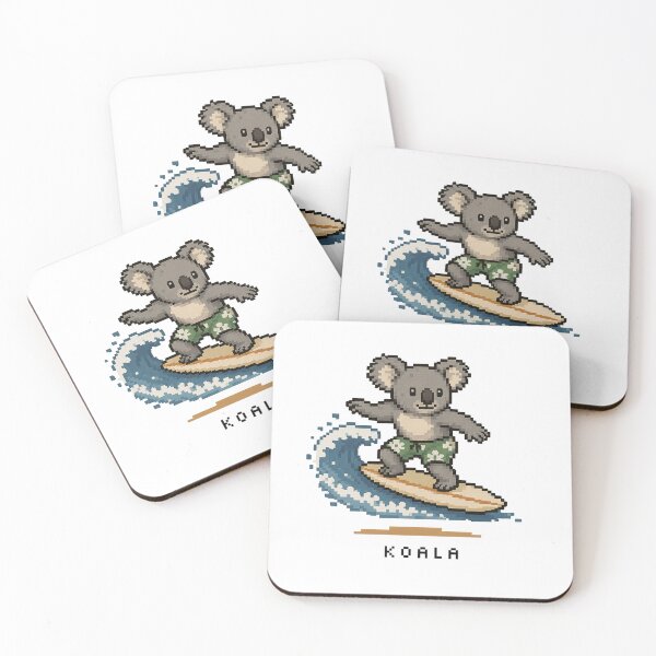 Item preview, Cute Pixel Art Surfing Koala - Retro 8-Bit Wildlife Design designed and sold by SLGA-Designs.