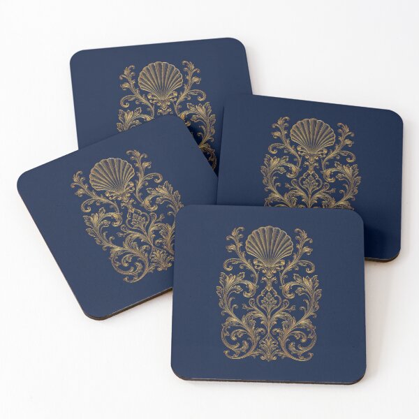 Item preview, Gold neoclassical ornament on midnight blue designed and sold by LaJacke.