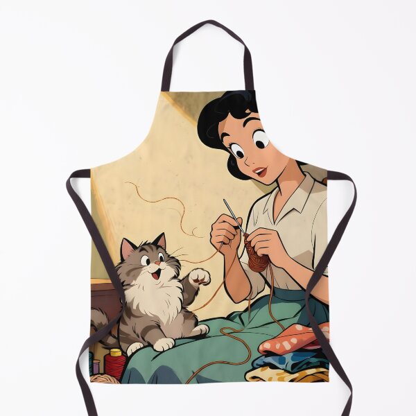Item preview, Cozy Cat Knitting Scene - Crafting and cats lovers designed and sold by Wiss2Arts.