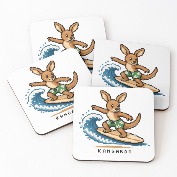 Item preview, Cute Pixel Art Surfing Kangaroo - Retro 8-Bit Wildlife Design designed and sold by SLGA-Designs.