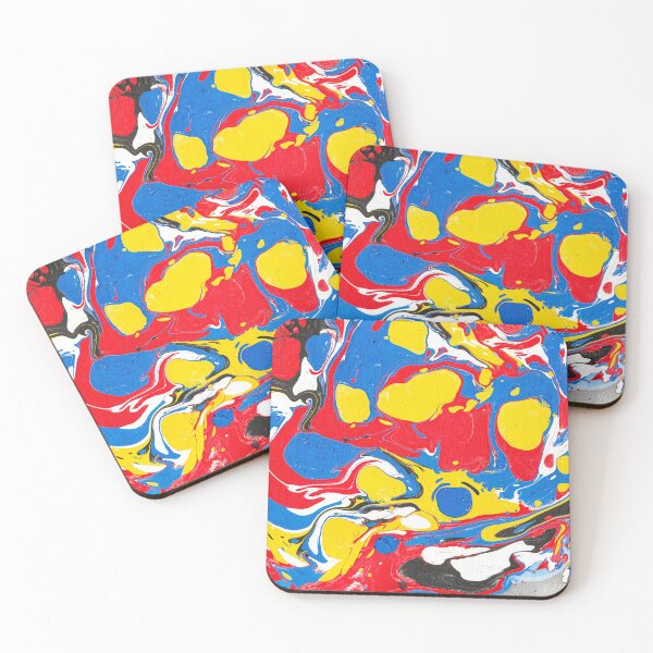 Item preview, Vibrant Ink Bubble Abstract – Bold Red Blue Yellow Fluid Art designed and sold by WheresMyMojo.