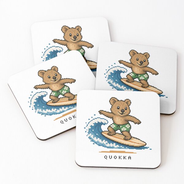 Item preview, Cute Pixel Art Surfing Quokka - Retro 8-Bit Wildlife Design designed and sold by SLGA-Designs.