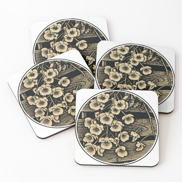 Item preview, Copy of Creeping Orchids on Wooden Planks | Botanical ink art designed and sold by Linoluca.