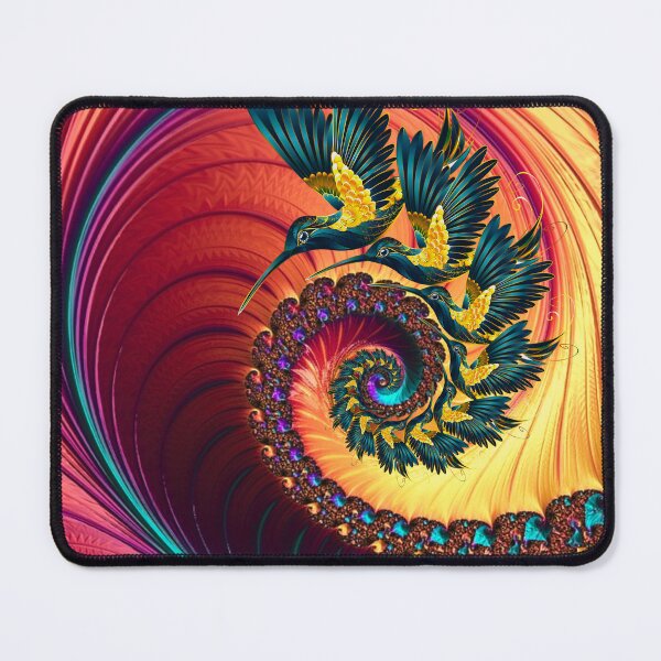 Item preview, Golden Hummingbird Spiral Fractal Flight designed and sold by chantalittah.
