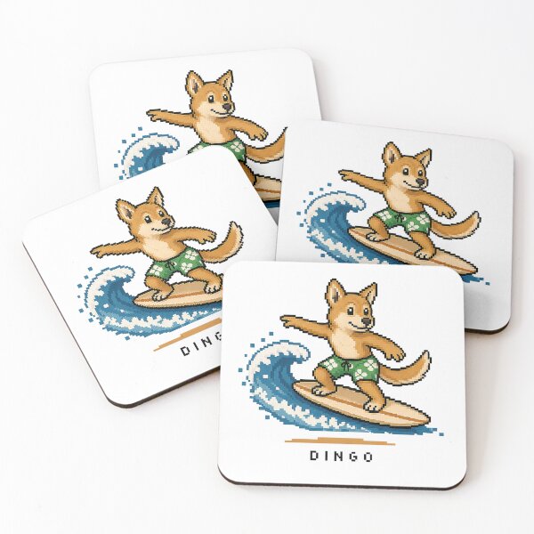 Item preview, Cute Pixel Art Surfing Dingo - Retro 8-Bit Wildlife Design designed and sold by SLGA-Designs.