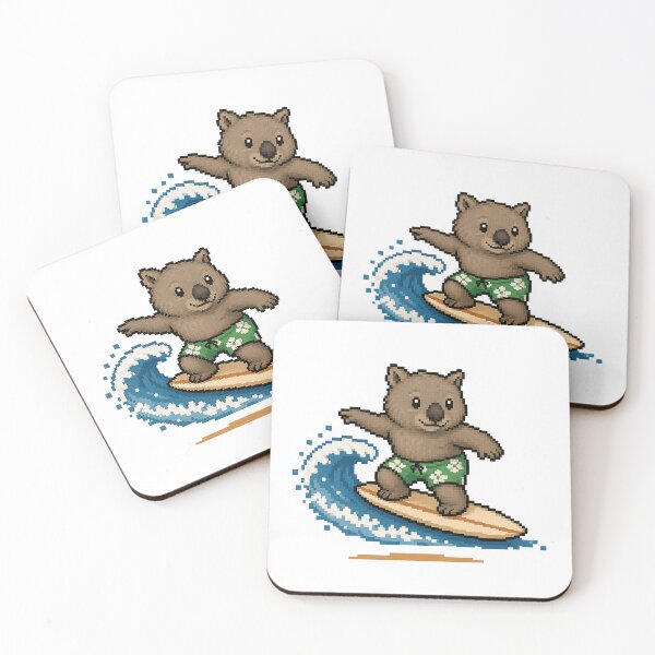 Item preview, Cute Pixel Art Surfing Wombat - Retro 8-Bit Wildlife Design designed and sold by SLGA-Designs.