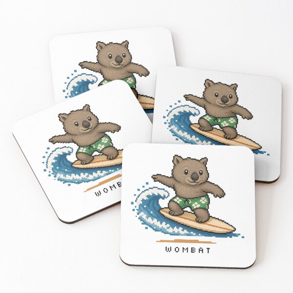 Item preview, Cute Pixel Art Surfing Wombat - Retro 8-Bit Wildlife Design designed and sold by SLGA-Designs.