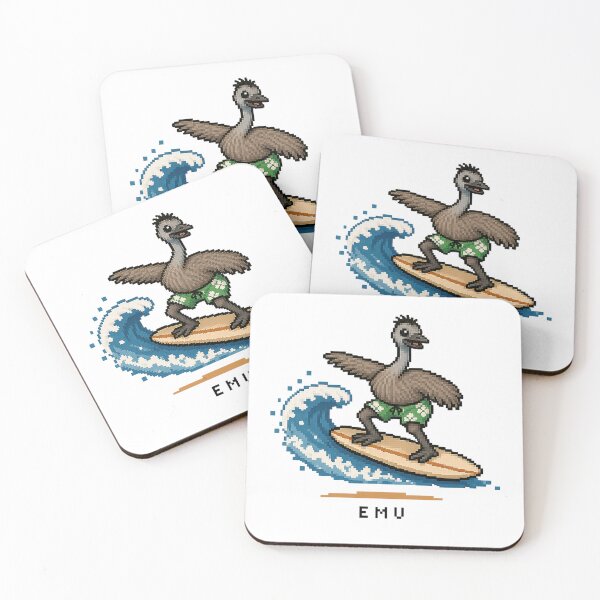 Item preview, Cute Pixel Art Surfing Emu - Retro 8-Bit Wildlife Design designed and sold by SLGA-Designs.