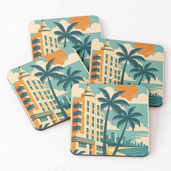 Item preview, Retro Pop Art Poster Illustration of Miami | Bold South Beach, Art Deco Skyline & Ocean Drive Design | Vintage Florida Wall Art Decor designed and sold by PaintedPixels01.