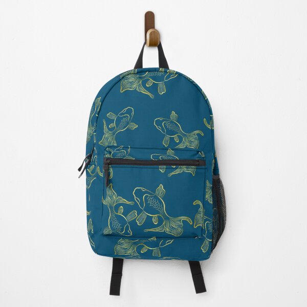 Item preview, Elegant Gold Koi Fish Line Art on Dark Blue designed and sold by Aumpuk.