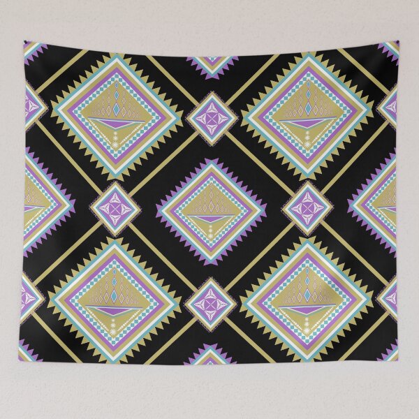 Item preview, Elegant Gold and Purple Aztec Geometric Diamond Pattern designed and sold by Aumpuk.