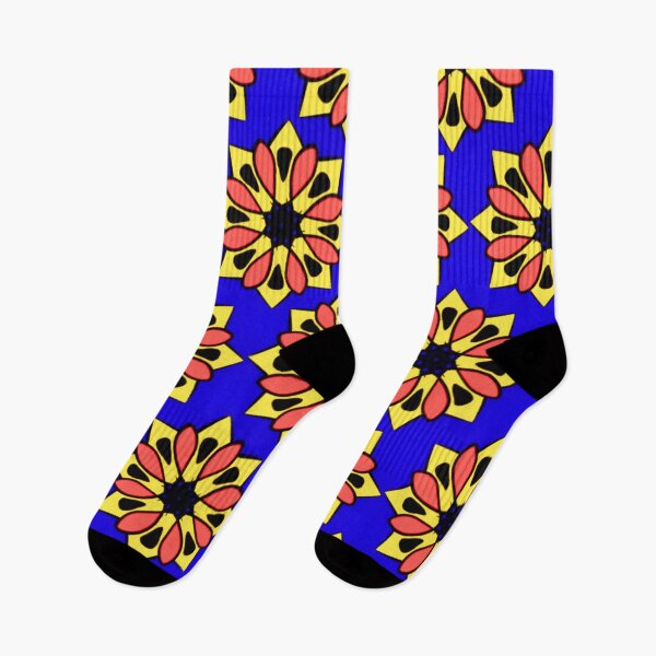 Item preview, 70s Retro Floral Pop Art Pattern in Cobalt Blue & Yellow  designed and sold by lavanya11.