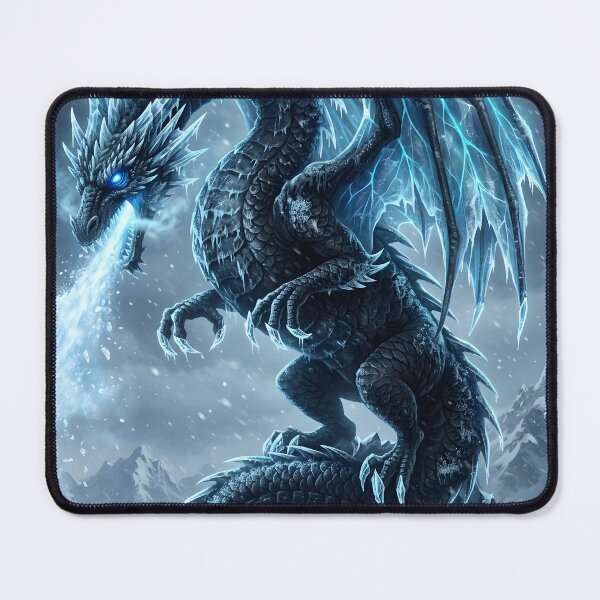 Item preview, Ice Dragon Fantasy Art | Frost Wyvern Breathing Ice | Epic Winter Dragon Illustration designed and sold by DragonSerpent Ink.
