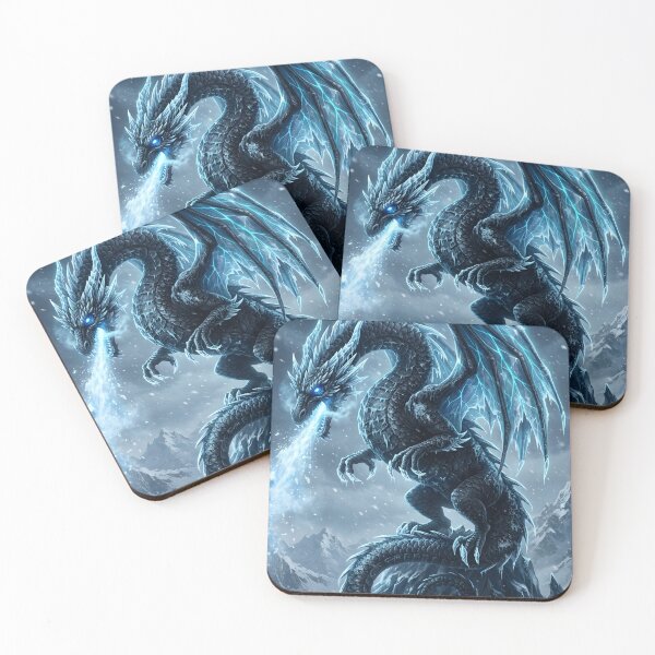 Item preview, Ice Dragon Fantasy Art | Frost Wyvern Breathing Ice | Epic Winter Dragon Illustration designed and sold by DragonSerpent Ink.
