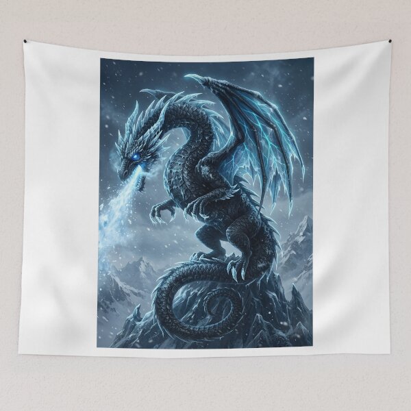 Item preview, Ice Dragon Fantasy Art | Frost Wyvern Breathing Ice | Epic Winter Dragon Illustration designed and sold by DragonSerpent Ink.