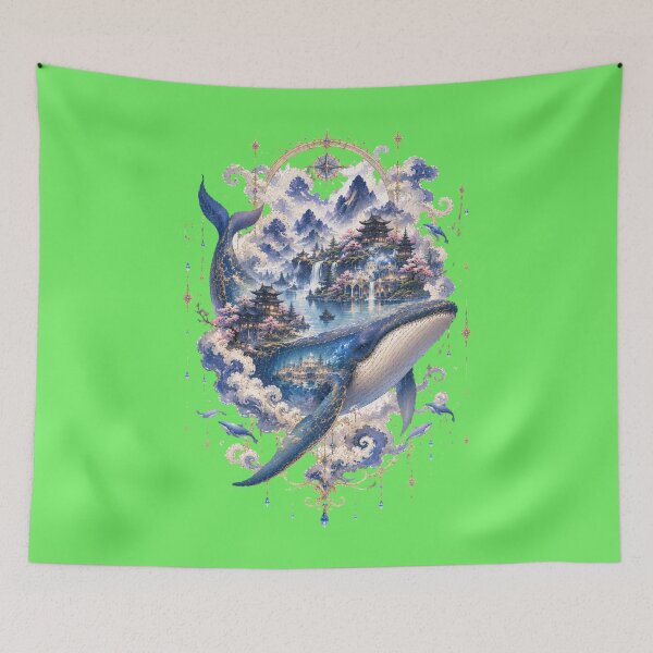 Item preview, Celestial Whale Kingdom | Fantasy Ocean Palace Art Nouveau Illustration designed and sold by sunbowjp stadio.