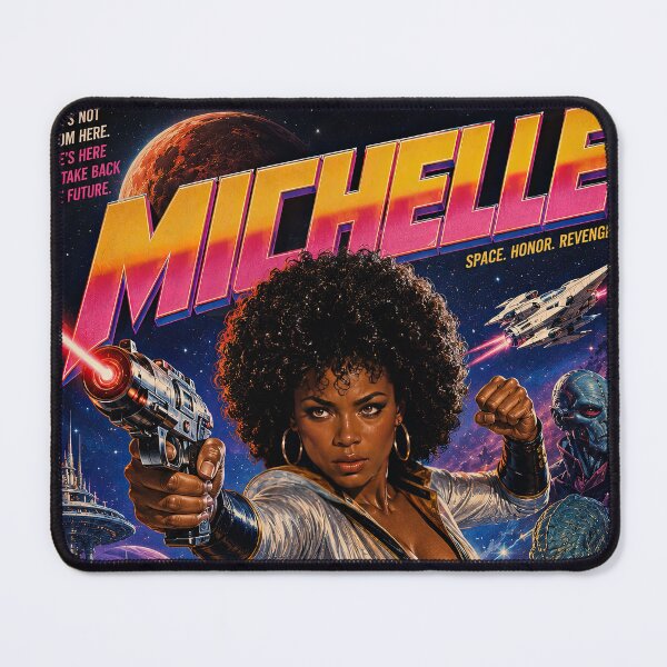 Item preview, Michelle – Retro Sci‑Fi Laser Warrior designed and sold by obstinator.