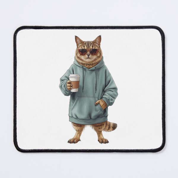 Item preview, Tabby Cat Drinking Coffee in Hoodie and Sunglasses designed and sold by VeloraCrafts.