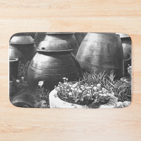 Item preview, Traditional Korean Jars and Flowers in Monochrome - Vintage Folk Art Photography designed and sold by HaedamArt.