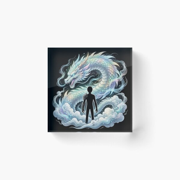 Item preview, Ethereal Pearl Dragon and Shadow Warrior Fantasy Art designed and sold by Interactive-Art.