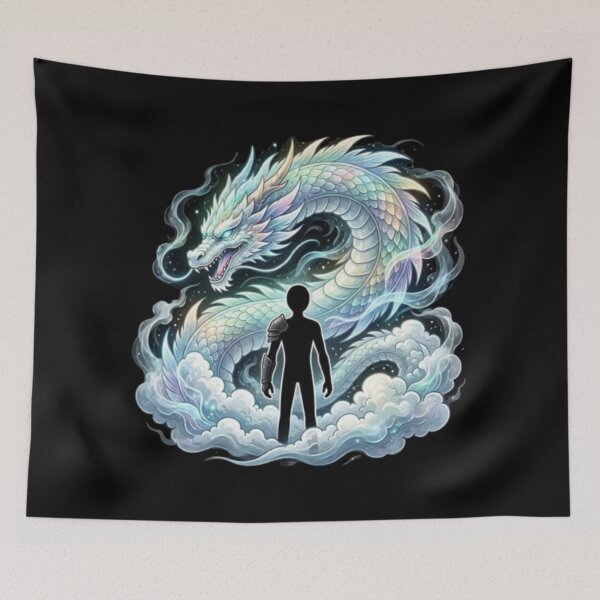 Item preview, Ethereal Pearl Dragon and Shadow Warrior Fantasy Art designed and sold by Interactive-Art.