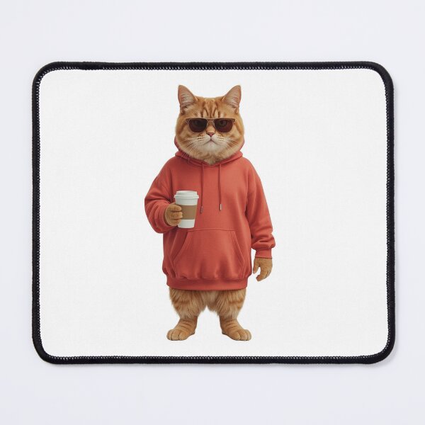 Item preview, Orange Tabby Cat Drinking Coffee in Hoodie and Sunglasses designed and sold by VeloraCrafts.