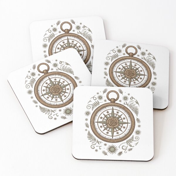 Item preview, Vintage Compass Rose with Rose Center — Celestial Botanical Illustration designed and sold by Ortsas.