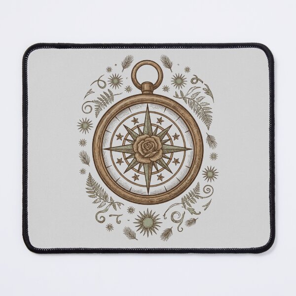 Item preview, Vintage Compass Rose with Rose Center — Celestial Botanical Illustration designed and sold by Ortsas.