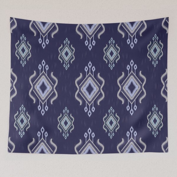 Item preview, Classic Navy Blue and Indigo Ikat Diamond Pattern designed and sold by Aumpuk.