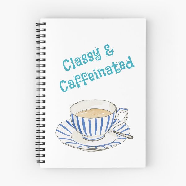 Artikelvorschau, Classy & Caffeinated Kaffeetasse mit blauem Streifenmuster entworfen und verkauft von Mauswohn.
