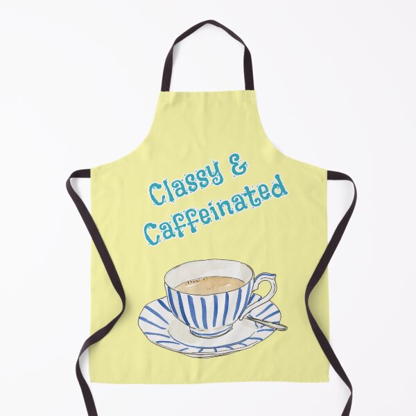 Item preview, Classy & Caffeinated coffee cup with blue striped pattern designed and sold by Mauswohn.