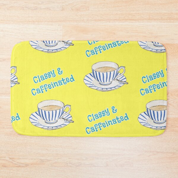 Item preview, Classy & Caffeinated coffee cup with blue striped pattern designed and sold by Mauswohn.