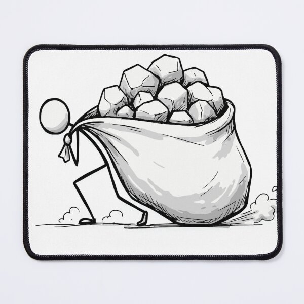 Item preview, Funny Rockhound Cartoon Dragging Large Bag of Rocks designed and sold by TheDustyArtist.