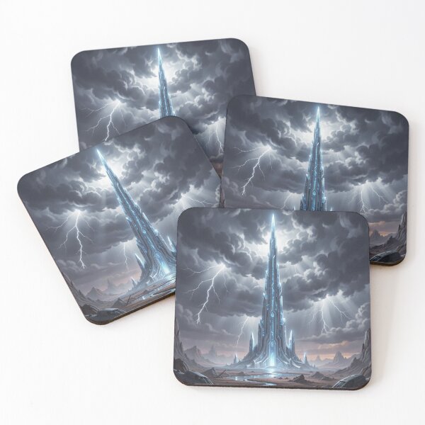 Item preview, Futuristic Crystal Citadel Lightning Storm Art designed and sold by Uniquely Yours.