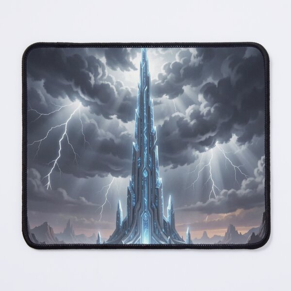 Item preview, Futuristic Crystal Citadel Lightning Storm Art designed and sold by Uniquely Yours.