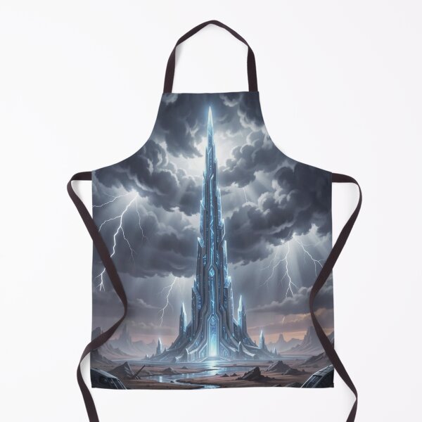 Item preview, Futuristic Crystal Citadel Lightning Storm Art designed and sold by Uniquely Yours.