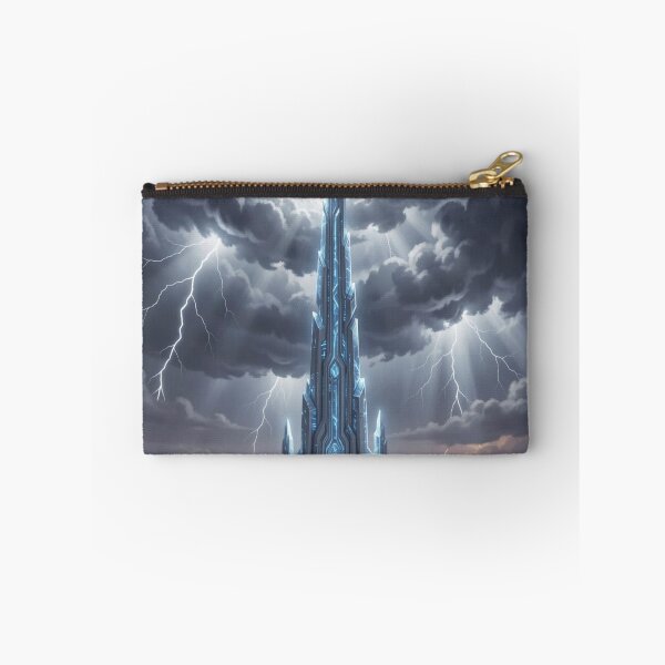 Item preview, Futuristic Crystal Citadel Lightning Storm Art designed and sold by Uniquely Yours.