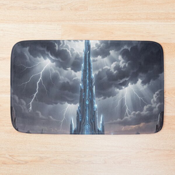 Item preview, Futuristic Crystal Citadel Lightning Storm Art designed and sold by Uniquely Yours.