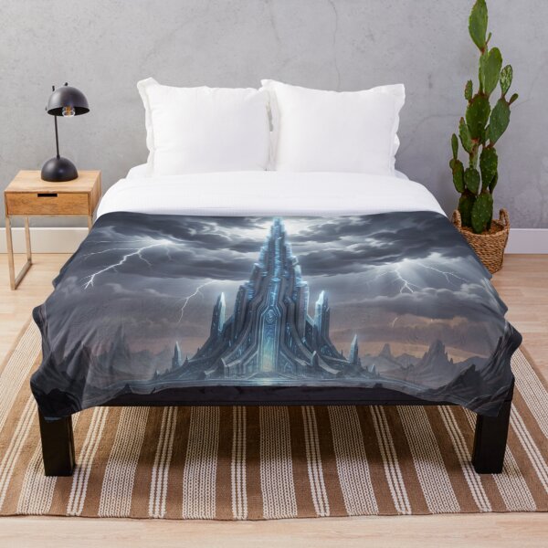 Aperçu de l'œuvre Art futuriste de la citadelle de cristal et de l'orage. créée et vendue par Uniquely Yours.