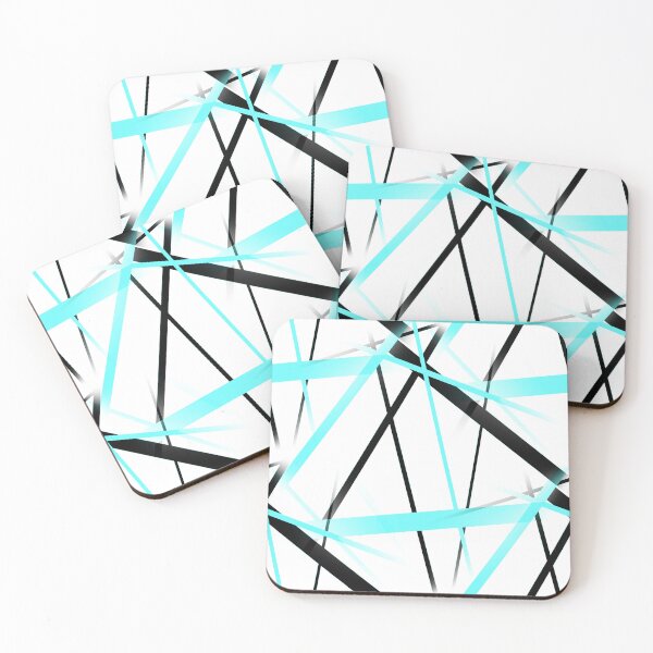 Item preview, Modern Line Cool Geometry White Black Aqua-Blue designed and sold by taiche.