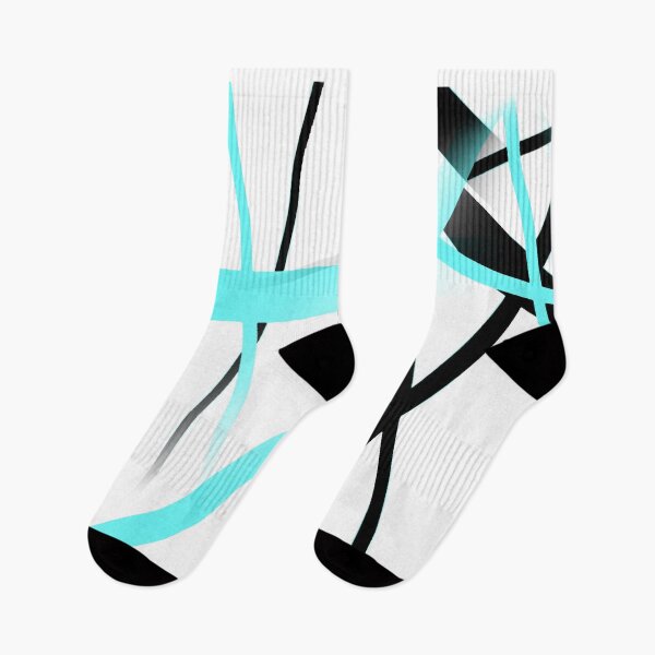 Item preview, Modern Line Cool Geometry White Black Aqua-Blue designed and sold by taiche.
